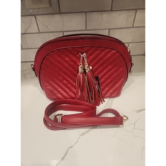Ruby‎ Collection Solid Red Purse Crossbody Handbag Tassels Removable Strap NWT - Picture 1 of 9